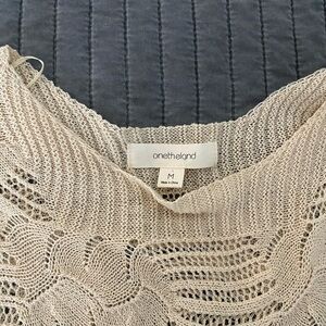 Elbow length sleeve cropped crochet sweater shirt